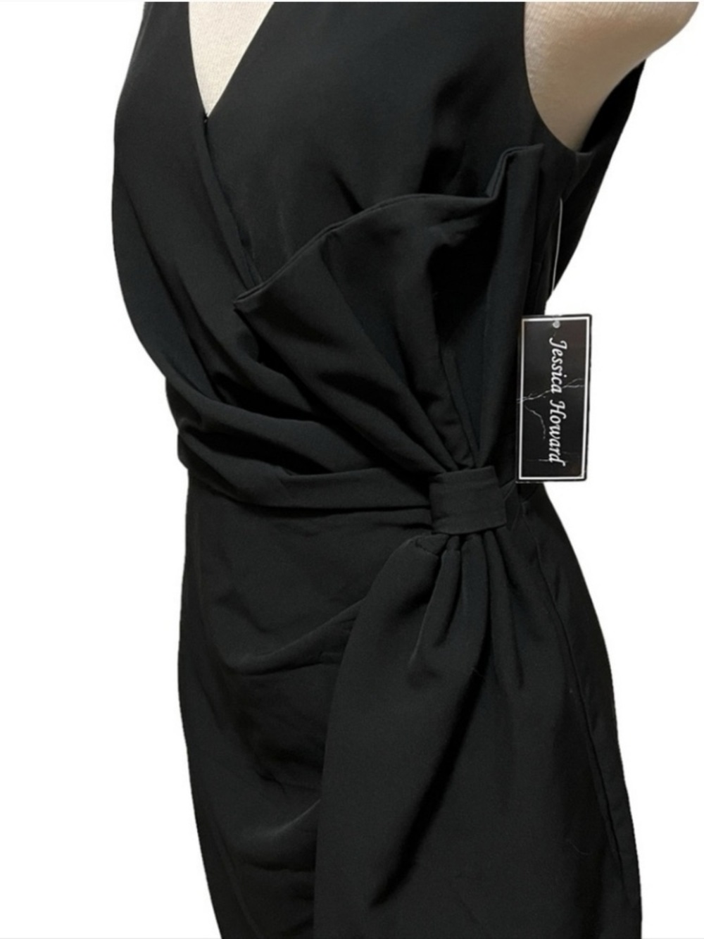 Jessica Howard Black Midi Dress with Front Twist